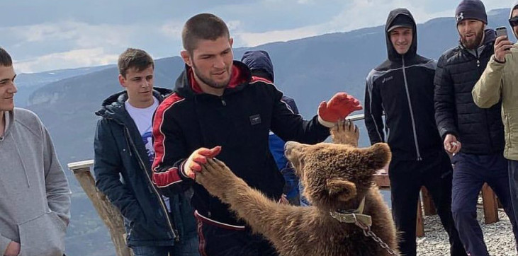 Хабиб с медведем.