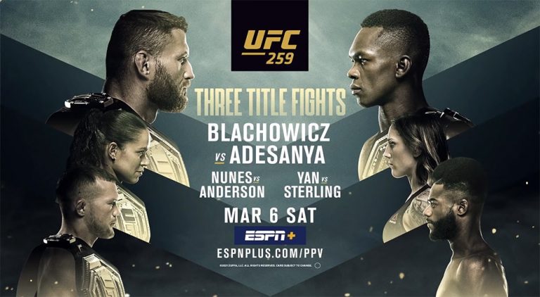 Прямая трансляция UFC 259: Блахович — Адесанья, Ян — Стерлинг, Махачев — Добер