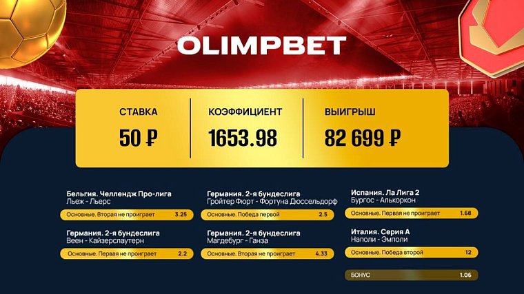 В Olimpbet сыграл коэффициент 1653.98!