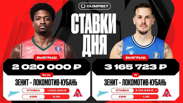 Клиент OLIMPBET поднял 5 185 723 рублей на матче Зенит — Локомотив-Кубань